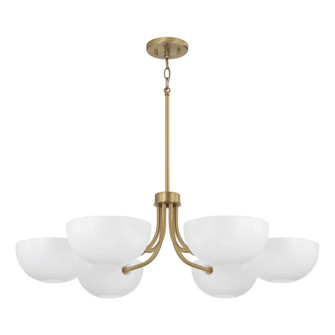 6-Light Chandelier in Aged Brass and White (42|451461AW)