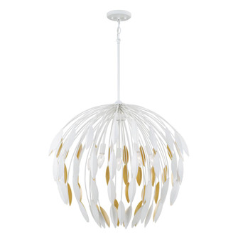 5-Light Botanical Pendant in Matte White and Buffed Gold (42|351851WE)