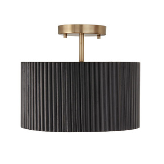 1-Light Semi-Flush Pendant in Matte Brass and Handcrafted Mango Wood in Black Stain (42|250711KR)