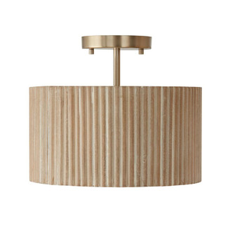 1-Light Semi-Flush Pendant in Matte Brass and Handcrafted Mango Wood in White Wash (42|250711WS)