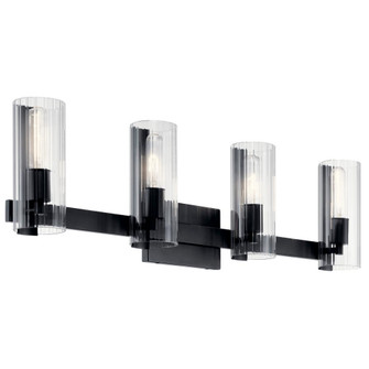Jemsa 32 Inch 4 Light Vanity with Clear Fluted Glass in Black (10687|55169BK)