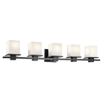 Tully 40.25'' 5-Light Vanity Light with Satin Etched Cased Opal Glass in Black (10687|45193BK)