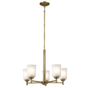 Shailene 18.5'' 5-Light Chandelier with Clear Satin Etched Glass in Natural Brass (10687|43671NBR)