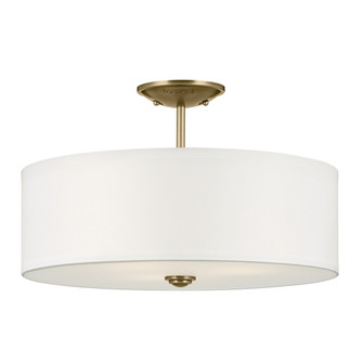 Shailene 11.5'' 3-Light Small Round Semi Flush with White Fabric Shade (10687|43692NBR)