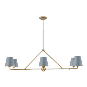 Xavier 46'' Vibrant Gold + Blue Linear Chandelier (205|XAV-B9306-VG-BL)