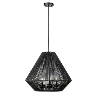 Valentina 3 Light Pendant - Outdoor in Natural Black with Matte Black Wicker Shade (36|6937-O3P NB-MBW)