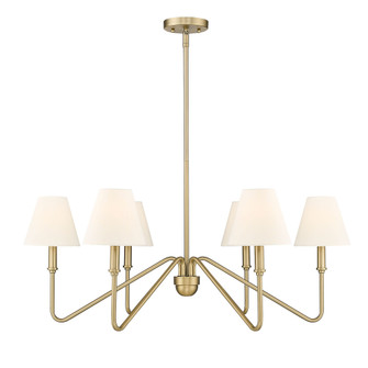 Yep by Golden Lighting Kennedy 6-light Chandelier in Brushed Champagne Brass and Ivory Linen shade (36|3690-6 BCB-IL)