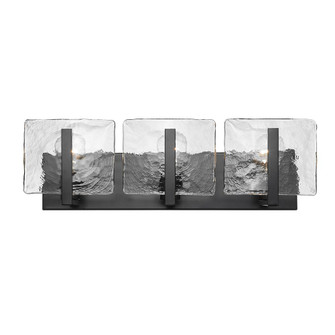 Aenon 3-Light Bath Vanity in Matte Black with Hammered Water Glass Shade (36|3164-BA3 BLK-HWG)
