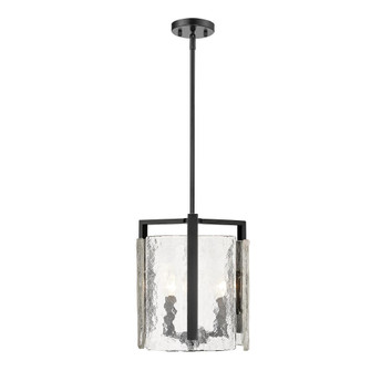 Aenon 3 Light Pendant in Matte Black with Hammered Water Glass Shade (36|3164-3P BLK-HWG)