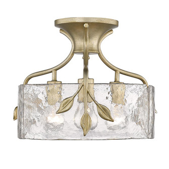 Calla WG 3 Light Semi-Flush in White Gold with Hammered Water Glass Shade (36|3160-SF WG-HWG)