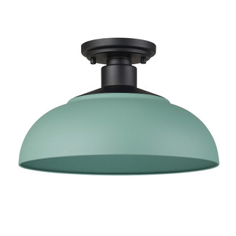 Yep by Golden Lighting Levitt 1-light Outdoor Ceiling in Natural Black and Natural Teal shade (36|2866-OSF NB-NT)
