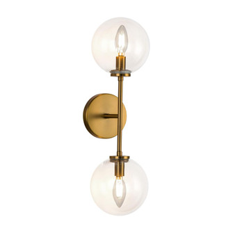 Cassia 20-in Aged Brass/Clear Glass 2 Lights Wall Vanity (7713|WV549220AGCL)