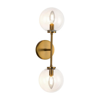 Cassia 20-in Aged Brass/Clear Glass 2 Lights Damp-Rated Wall/Vanity Light (7713|WV549220AGCL)