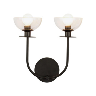 Sylvia 12-in Matte Black/Clear Glass 2 Lights Damp-Rated Wall/Vanity Light (7713|WV515212MBCL)