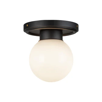 Fiore 6-in Matte Black/Glossy Opal Glass 1 Light Semi-Flush (7713|SF407306MBGO)