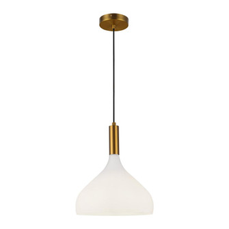 Belleview 12-in Aged Brass/Opal Glass 1 Light Pendant (7713|PD532312AGOP)