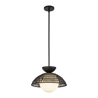 Perth 14-in Matte Black/Opal Glass 1 Light Damp-Rated Socket Pendant (7713|PD490114MBOP)