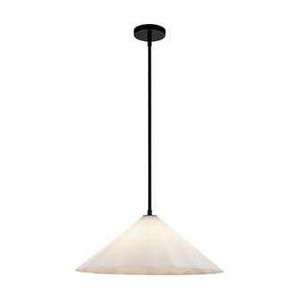 Serena 20-in Matte Black/Opal Glass 1 Light Socket Pendant (7713|PD451820MBOP)
