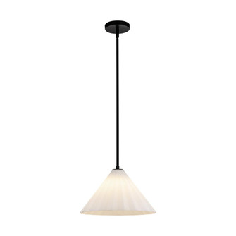 Serena 14-in Matte Black/Opal Glass 1 Light Socket Pendant (7713|PD451814MBOP)