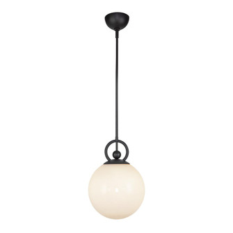 Fiore 10-in Matte Black/Glossy Opal Glass 1 Light Socket Pendant (7713|PD407910MBGO)