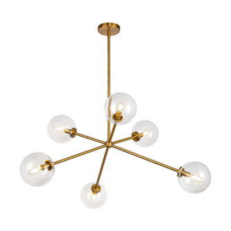 Cassia 40-in Aged Brass/Clear Glass 6 Lights Chandelier (7713|CH549640AGCL)