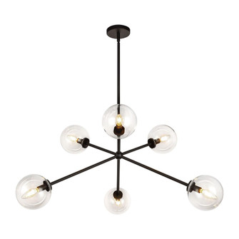 Cassia 40-in Matte Black/Clear Glass 6 Lights Chandelier (7713|CH549640MBCL)