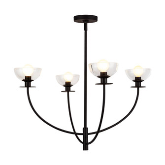 Sylvia 26-in Matte Black/Clear Glass 4 Lights Chandelier (7713|CH515226MBCL)