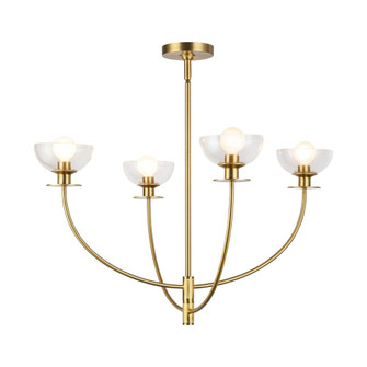 Sylvia 26-in Brushed Gold/Clear Glass 4 Lights Chandelier (7713|CH515226BGCL)