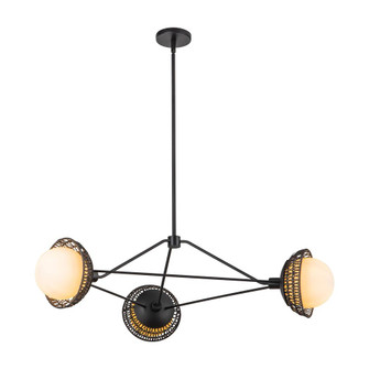 Perth 40-in Matte Black/Opal Glass 3 Lights Chandelier (7713|CH490340MBOP)