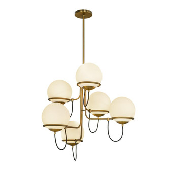 Alba 32-in Aged Brass/Opal Glass 6 Lights Chandelier (7713|CH458632AGOP)