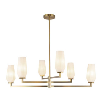 Krysta 35-in Brushed Gold/Opal Glass 6 Lights Chandelier (7713|CH424135BGOP)