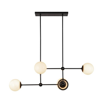 Fiore 42-in Matte Black/Glossy Opal Glass 4 Lights Chandelier (7713|CH407342MBGO)