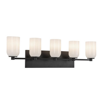 Nola 32-in Black/Glossy Opal Glass 5 Lights Damp-Rated Vanity Light (461|VL57732-BK/GO)