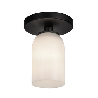 Nola 4-in Black/Glossy Opal Glass 1 Light Semi-Flush (461|SF57704-BK/GO)