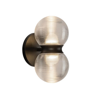 Peri 9-in Black/Clear Ribbed Glass Dimmable LED Exterior Wall Sconce (461|EW77209-BK/CR)