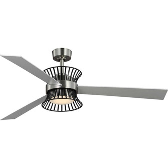 Bisbee Collection 55-in Three-Blade Brushed Nickel Global Ceiling Fan with Matte Black Accent (149|P250110-009-30)