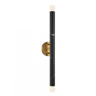 Callaway 2-Light Wall Sconce in Black Marble with Warm Brass (128|9-2901-2-263)