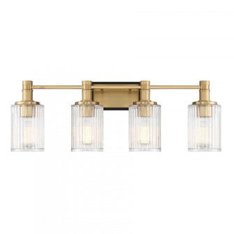 Concord 4-Light Bathroom Vanity Light in Matte Black with Warm Brass (128|8-1102-4-143)