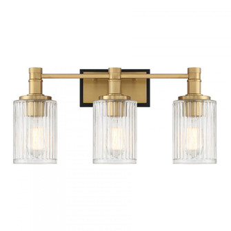 Concord 3-Light Bathroom Vanity Light in Matte Black with Warm Brass (128|8-1102-3-143)
