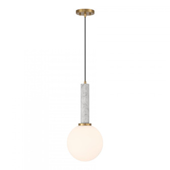 Callaway 1-Light Pendant in White Marble with Warm Brass (128|7-2902-1-264)