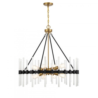 Santiago 8-Light Pendant in Matte Black with Warm Brass Accents (128|7-1937-8-143)