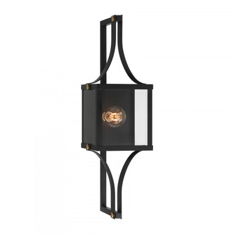 Raeburn 1-Light Outdoor Wall Lantern in Matte Black and Weathered Brushed Brass (128|5-472-144)