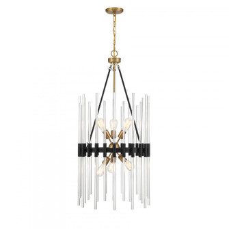 Santiago 6-Light Pendant in Matte Black with Warm Brass Accents (128|3-1936-6-143)