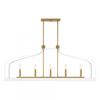 Sheffield 5-Light Linear Chandelier in White with Warm Brass Accents (128|1-7804-5-142)