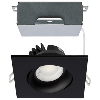 12 Watt LED Direct Wire Downlight; Gimbaled; 3.5 Inch; CCT Selectable; Square; Remote Driver; Black (27|S11628R1)