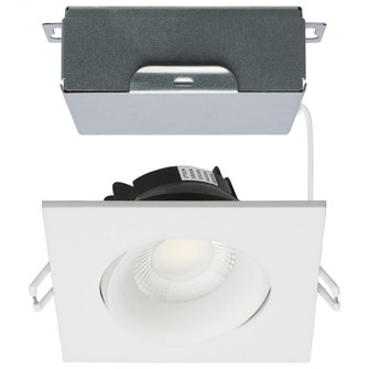 12 Watt LED Direct Wire Downlight; Gimbaled; 3.5 Inch; CCT Selectable; Square; Remote Driver; White (27|S11627R1)
