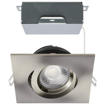 12 Watt LED Direct Wire Downlight; Gimbaled; 4 Inch; CCT Selectable; Square; Remote Driver; Brushed (27|S11623R1)