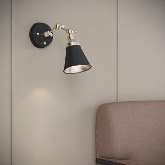 Edith 1-Light Swing Arm Sconce Light Matte Black/Vintage Brass (670|12001-MB/VB)