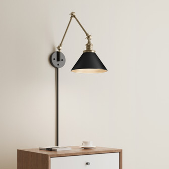Edward 1-Light Swing Arm Sconce Light Matte Black/Vintage Brass (670|11001-MB/VB)
