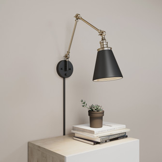 Evonne 1-Light Swing Arm Sconce Light Matte Black/Vintage Brass (670|10001-MB/VB)